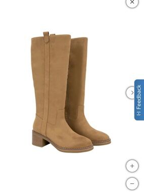 Kensie Tall Tan Suede Block Heel Boots